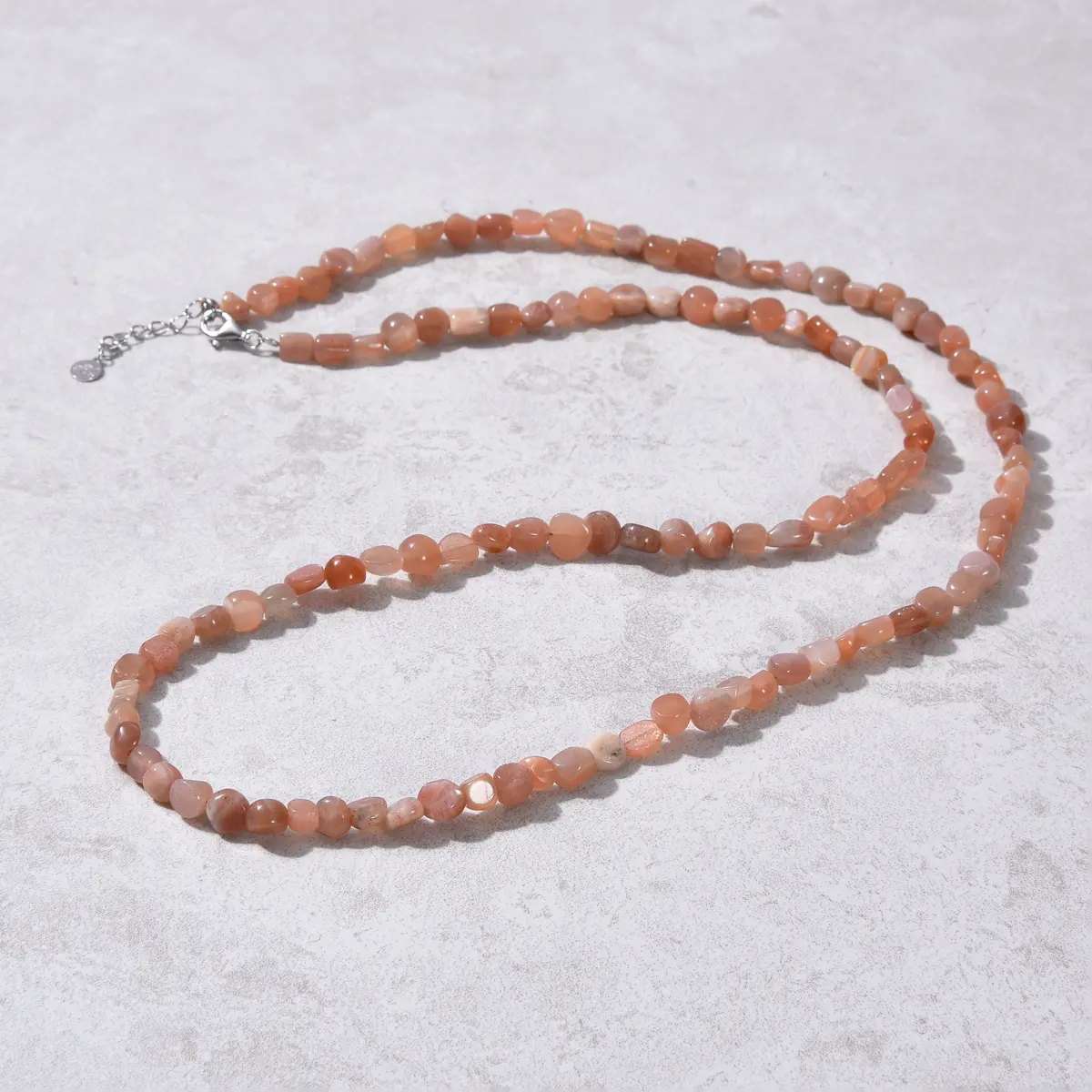 8Mm Peach Moonstone 30" Necklace / Multi Wrap Bracelet 1