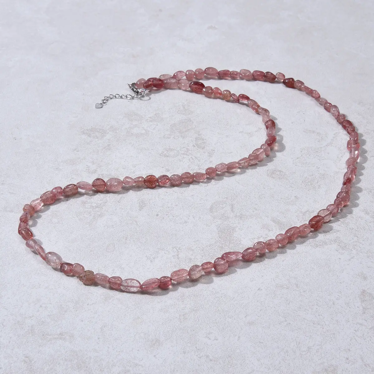 8Mm Strawberry Quartz 30" Necklace / Multi Wrap Bracelet 1