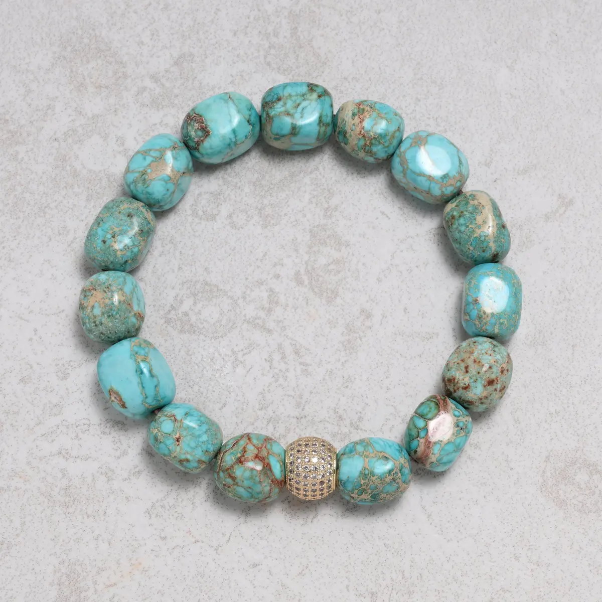9X11mm King Turquoise Gemstone Elastic Bracelet 1
