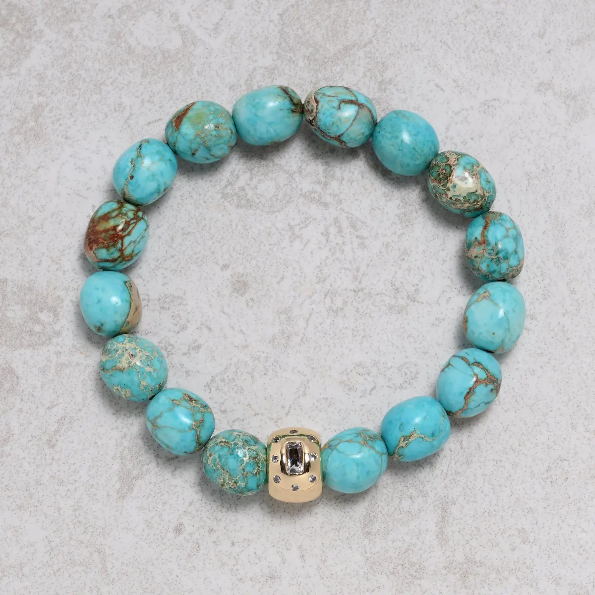 9X11mm King Turquoise Gemstone Elastic Bracelet 1