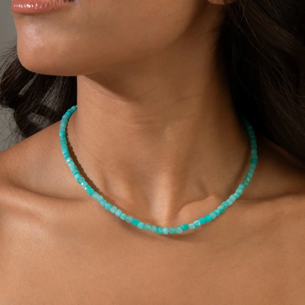 Amazonite 4Mm Necklace With Sterling Silver Clasp - 16" 1