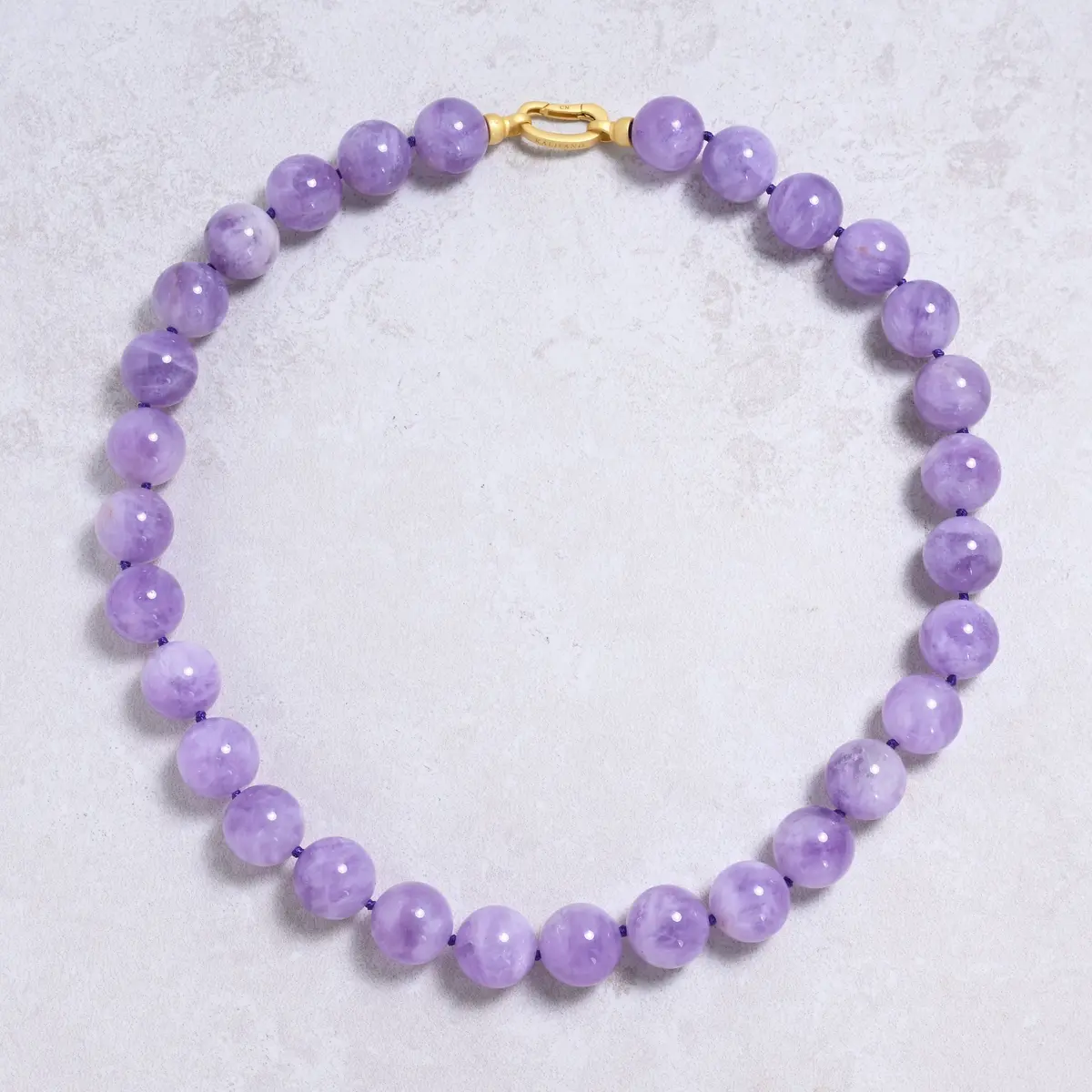 Amethyst 16Mm Round Gemstone Necklace With Sterling Silver Clasp - 22" 1