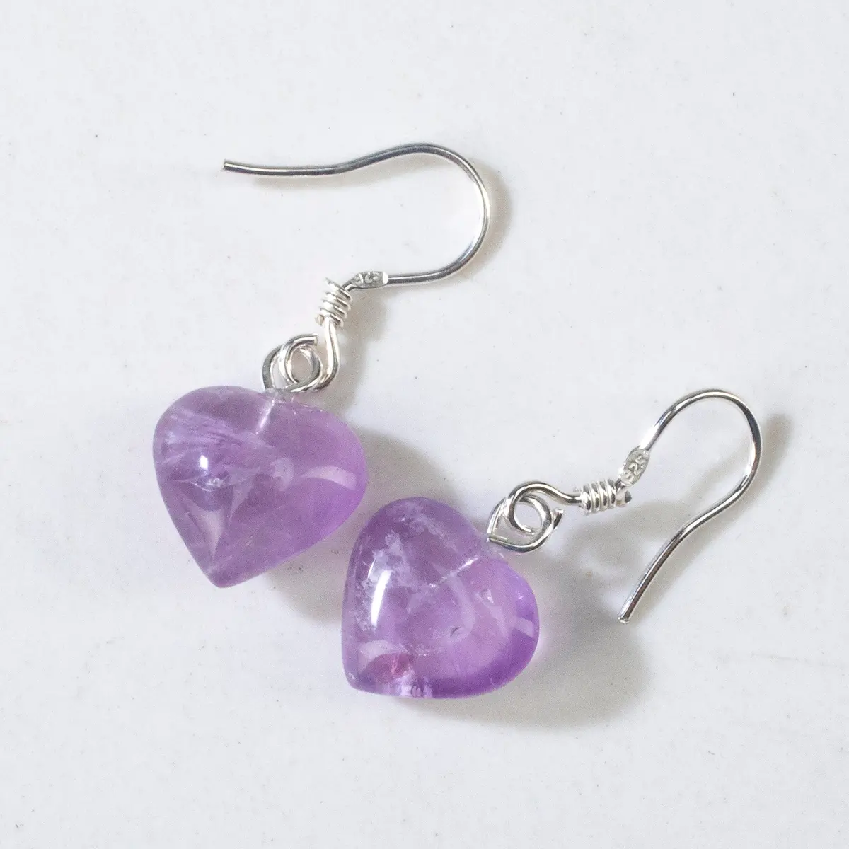 Amethyst Heart Sterling Silver Earrings 1