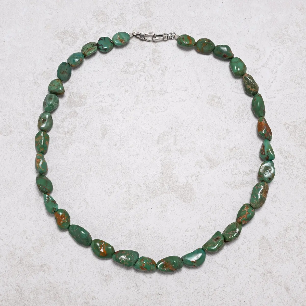 Anhui Turquoise Nugget Necklace With Sterling Silver Equestrian Clasp 1
