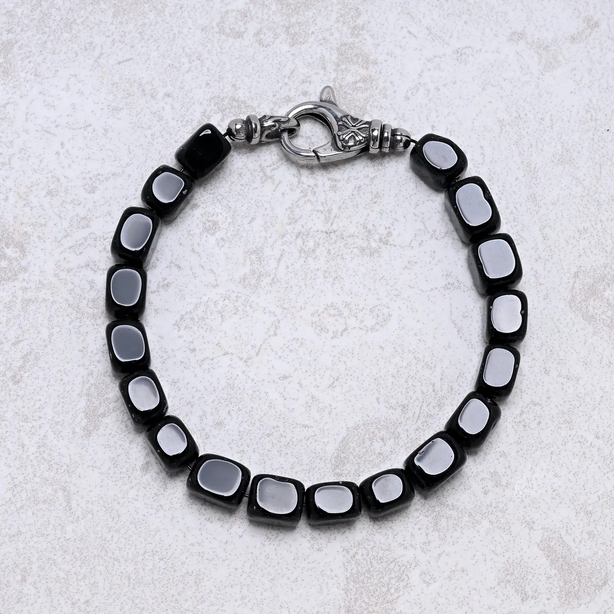 Black Agate 6X9mm Natural Gemstone Bracelet 1