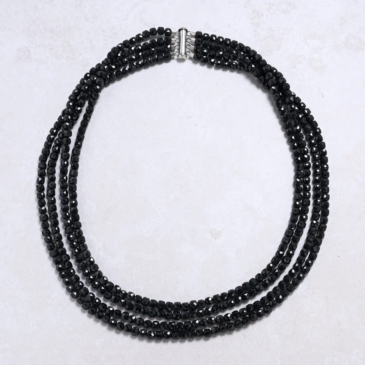 Black Tourmaline 4Mm Cube Gemstone Necklace With Sterling Silver Clasp - 22" 1