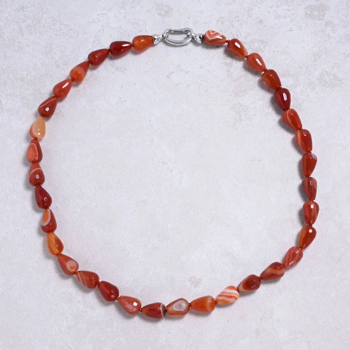 Carnelian 10X15mm Water Drop Gemstone Necklace With Sterling Silver Clasp - 22" 1
