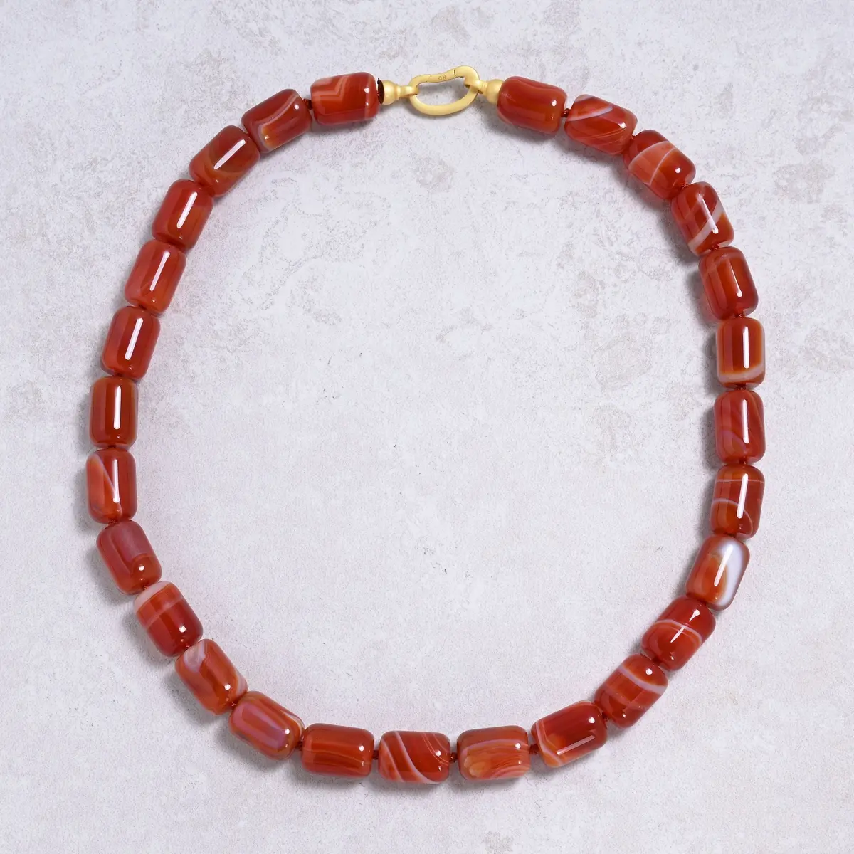 Carnelian 13X17mm Column Gemstone Necklace With Sterling Silver Clasp - 22" 1