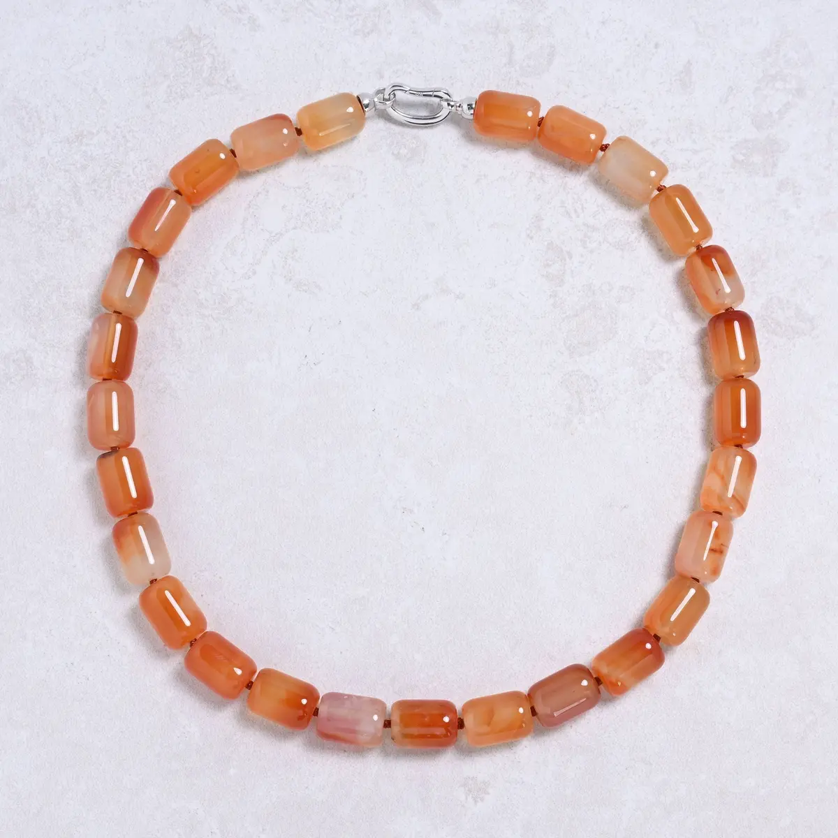 Carnelian 13X17mm Column Gemstone Necklace With Sterling Silver Clasp - 22" 1