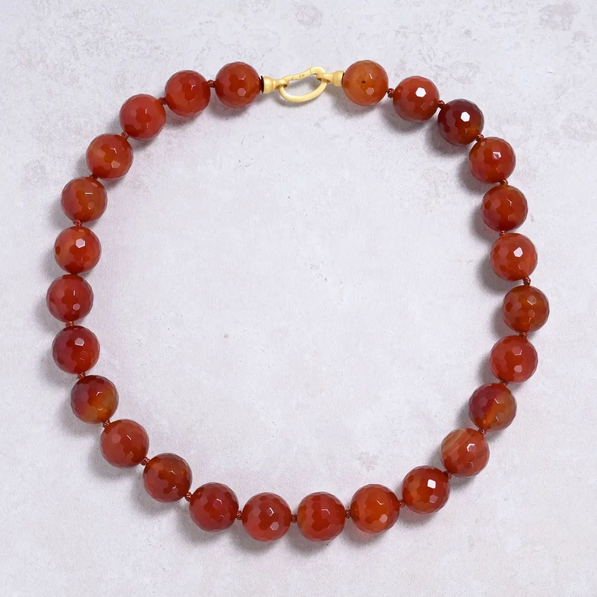 Carnelian 18Mm Round Gemstone Necklace With Sterling Silver Clasp - 22" 1