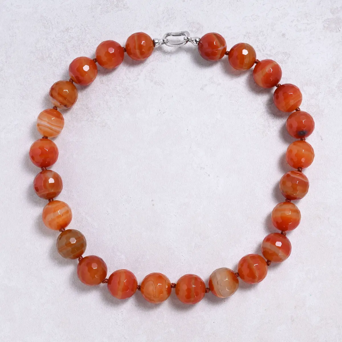 Carnelian 20Mm Round Gemstone Necklace With Sterling Silver Clasp - 22" 1
