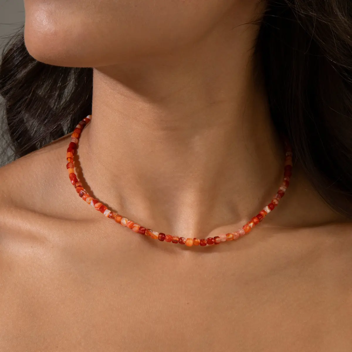 Carnelian 4Mm Necklace With Sterling Silver Clasp - 16" 1