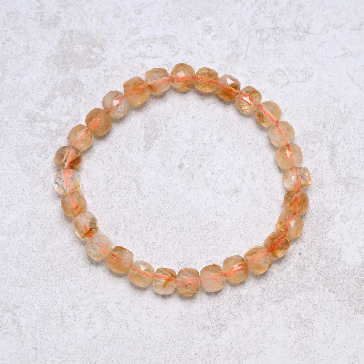 Citrine 6X6mm Natural Gemstone Stretch Bracelet 1