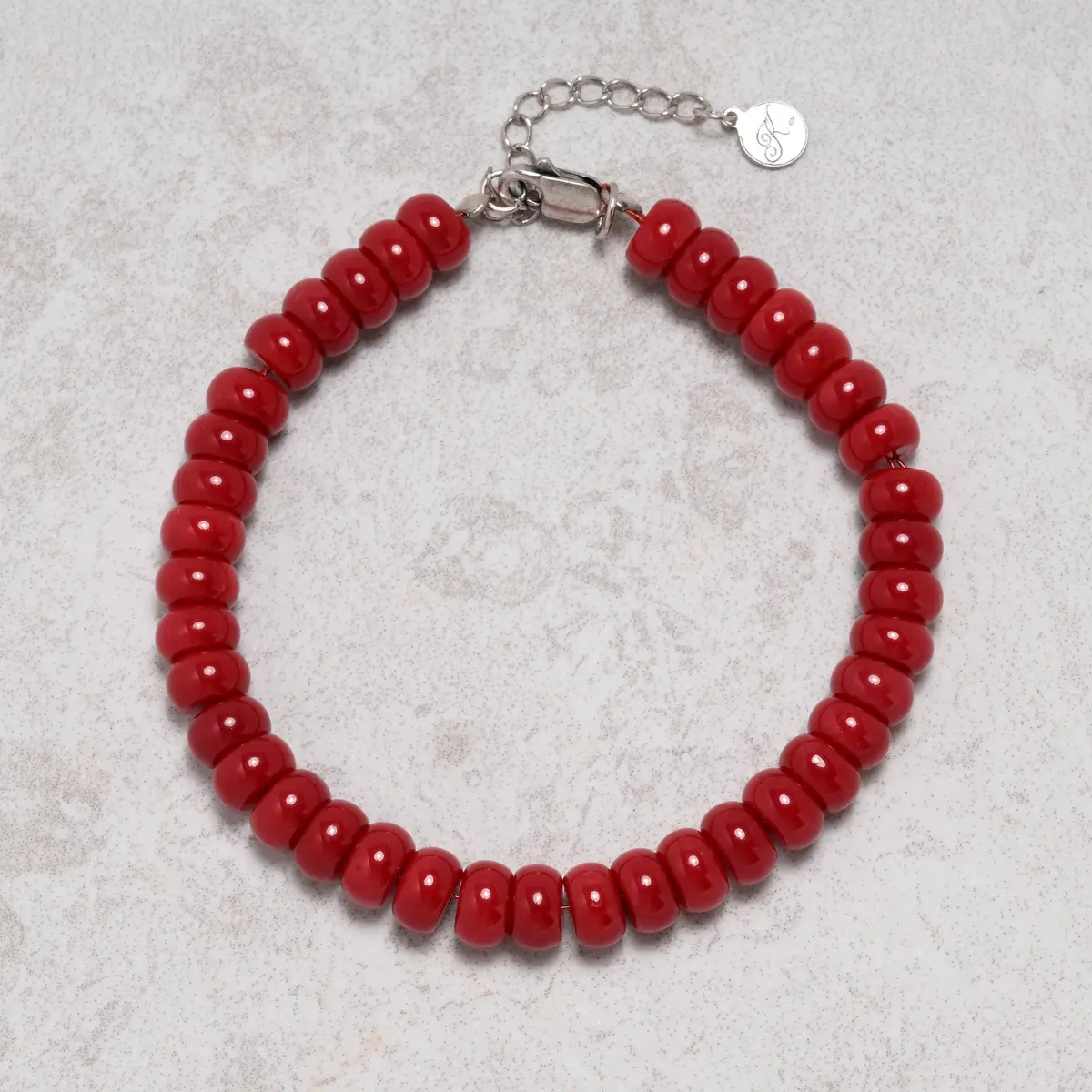 Coral 4X7mm Natural Gemstone Bracelet With Sterling Silver Clasp 1