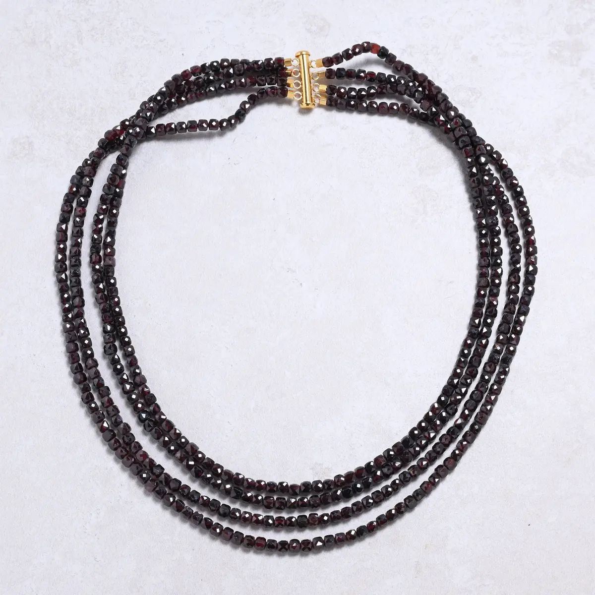 Garnet 4Mm Cube Gemstone Necklace With Sterling Silver Clasp - 18" 1