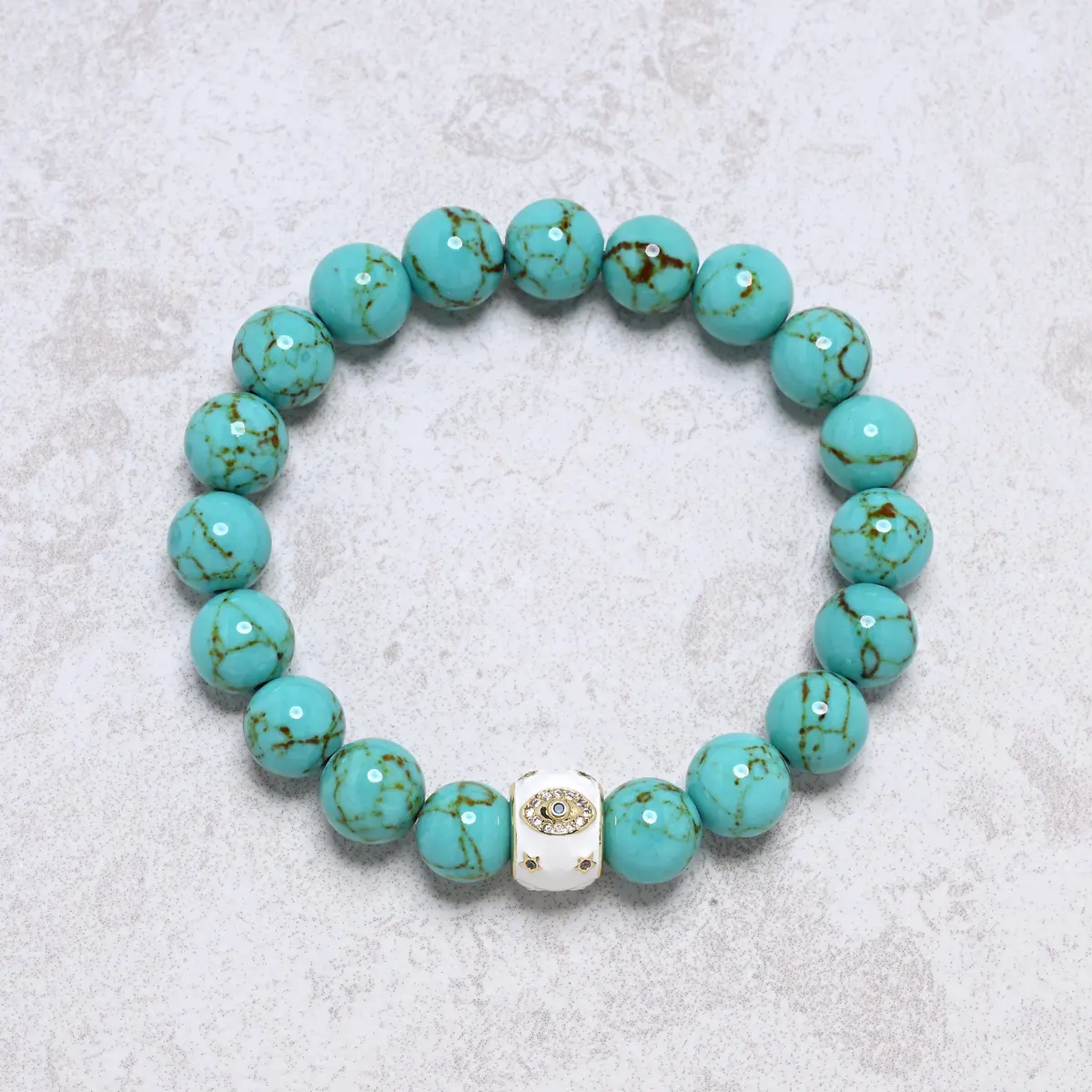 Howlite Turquoise 10Mm Natural Gemstone Stretch Bracelet 1