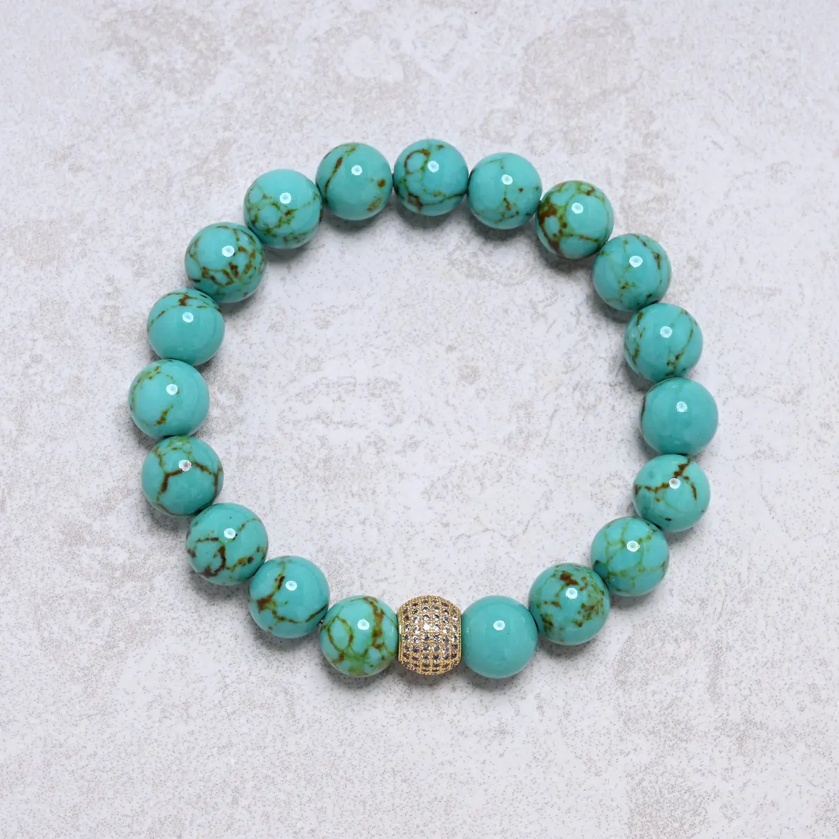 Howlite Turquoise 10Mm Natural Gemstone Stretch Bracelet 1