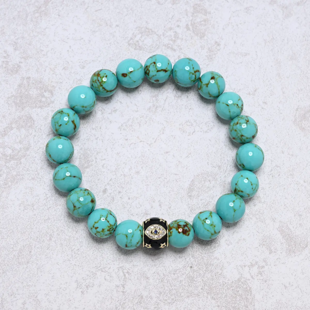 Howlite Turquoise 10Mm Natural Gemstone Stretch Bracelet 1