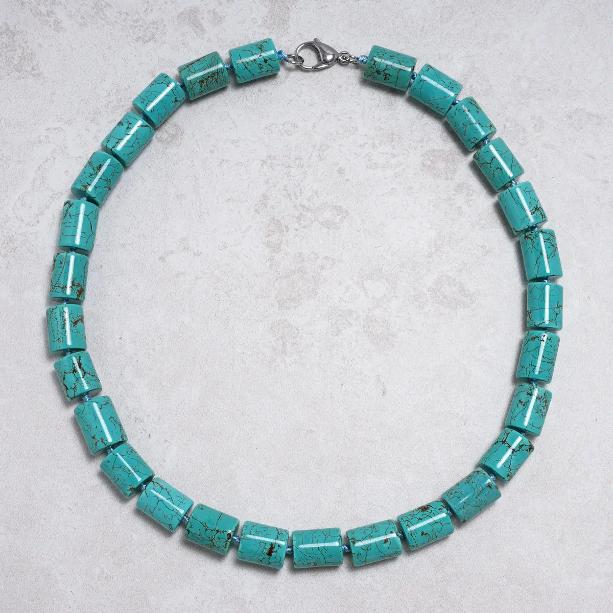 Howlite Turquoise 12X16mm Necklace With Stainless Steel Clasp - 24" 1