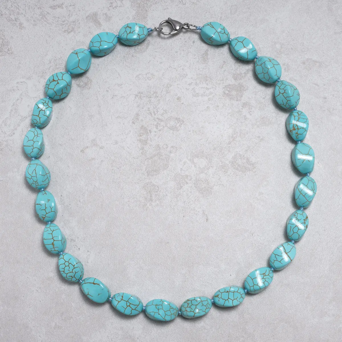 Howlite Turquoise 12X20mm Necklace With Stainless Steel Clasp - 24" 1