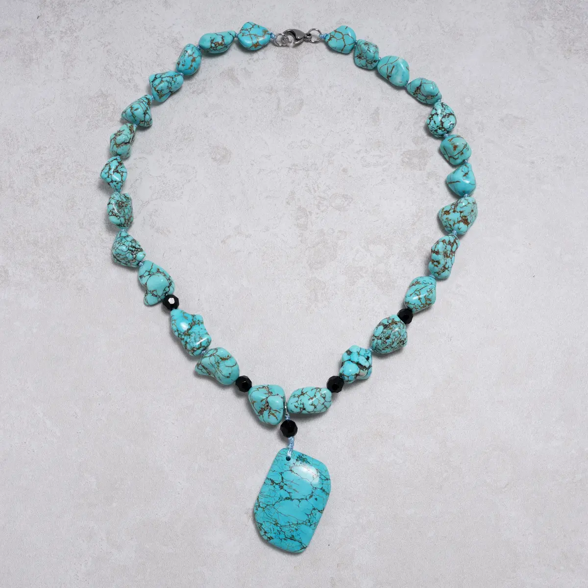 Howlite Turquoise Necklace With Stainless Steel Clasp - 22" 1