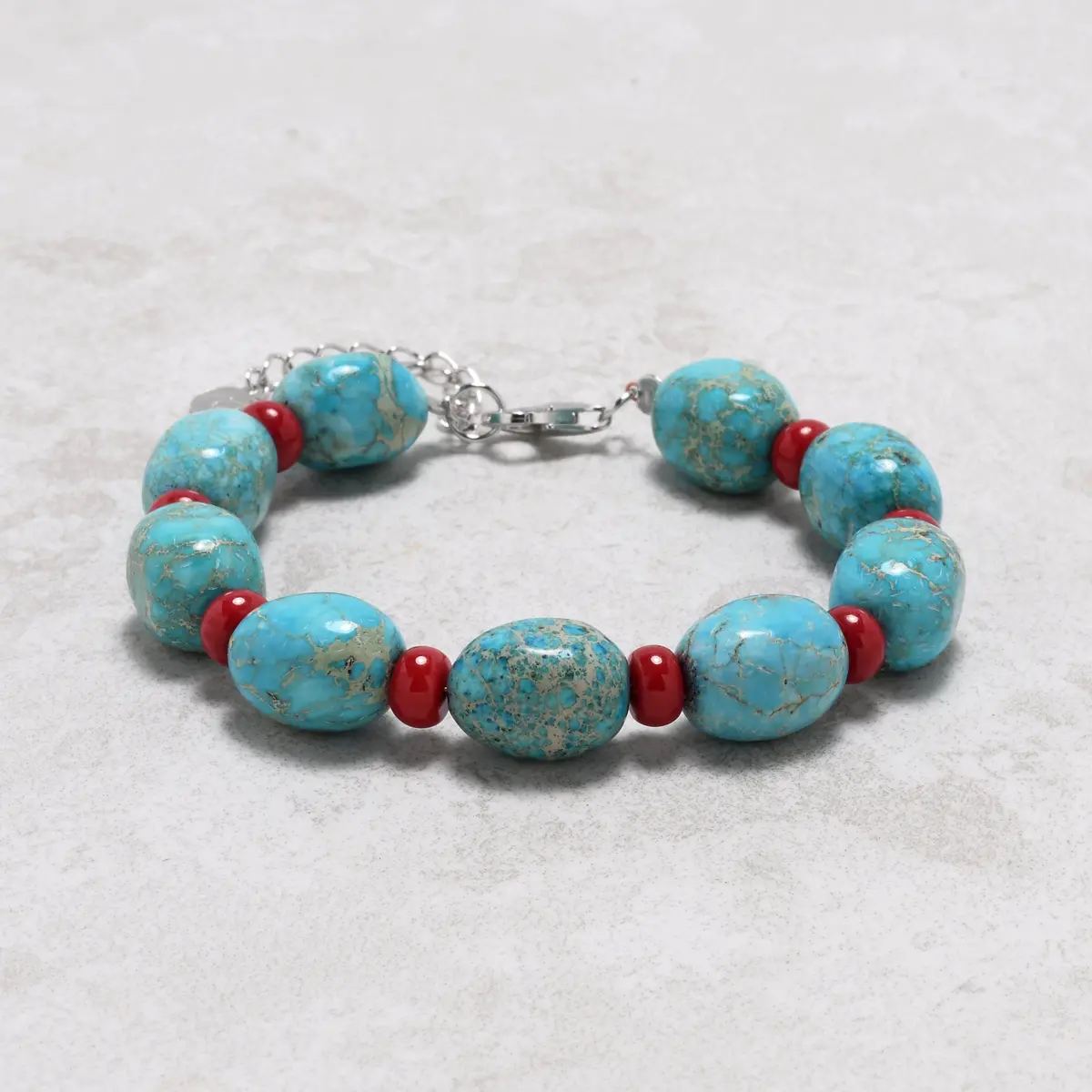 King Howlite Turquoise 10X14mm Natural Gemstone Bracelet With Sterling Silver Clasp 2