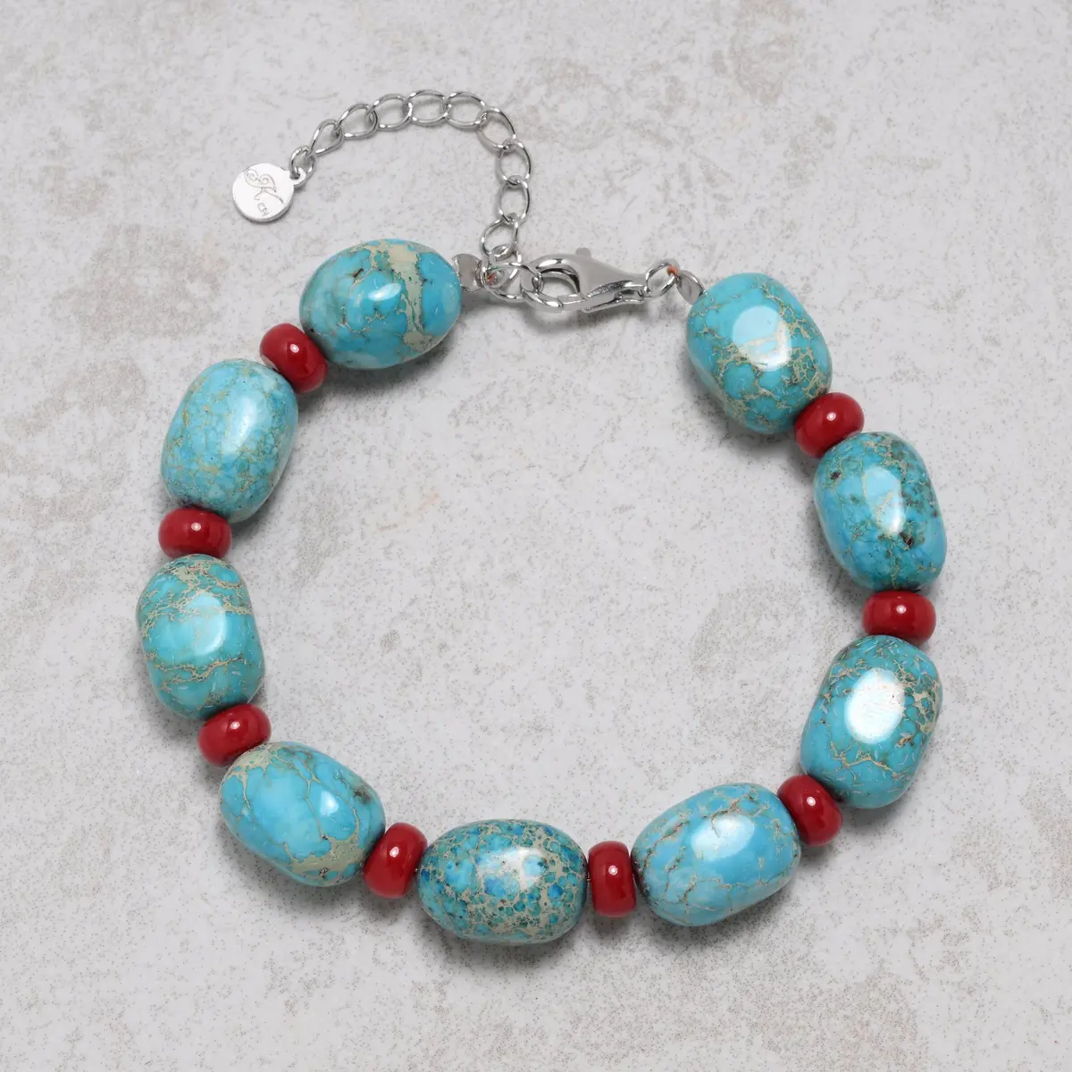 King Howlite Turquoise 10X14mm Natural Gemstone Bracelet With Sterling Silver Clasp 1