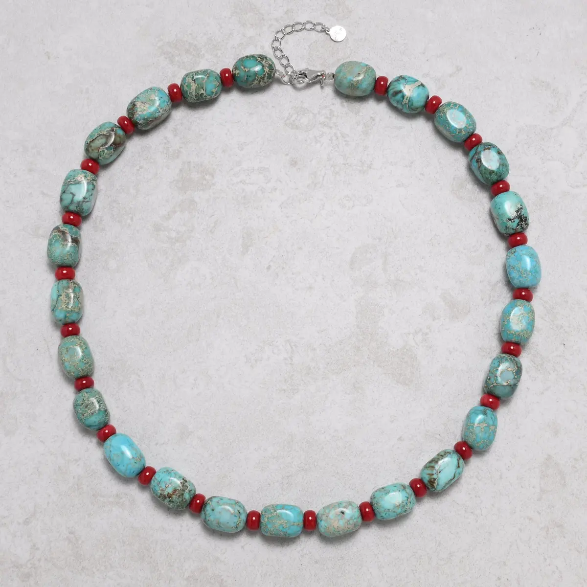 King Howlite Turquoise 10X14mm Necklace With Sterling Silver Clasp - 20" 1