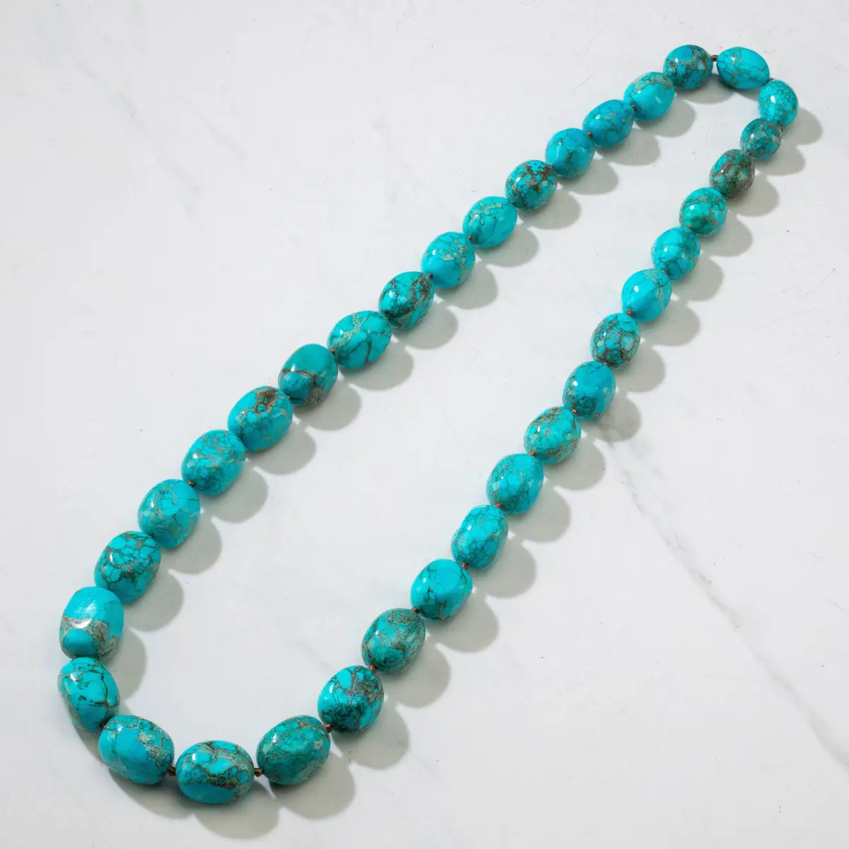 King Howlite Turquoise 25 Mm Beads 37 In Necklace 1