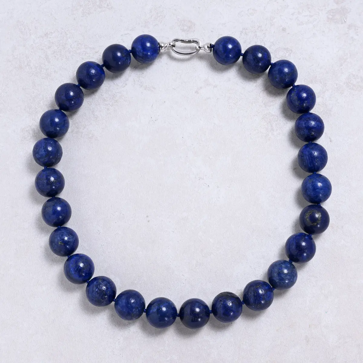 Lapis 18Mm Round Gemstone Necklace With Sterling Silver Clasp - 22" 1