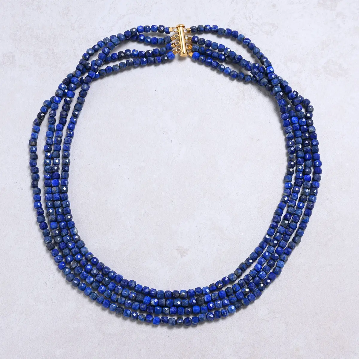 Lapis 4Mm Cube Gemstone Necklace With Sterling Silver Clasp - 18" 1