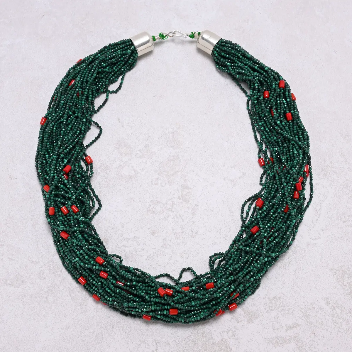 Malachite 2Mm Necklace With Sterling Silver Clasp - 21.5" 1