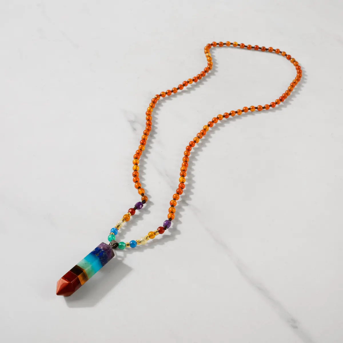 Multi Gemstone Chakra Point Necklace - 24" 1