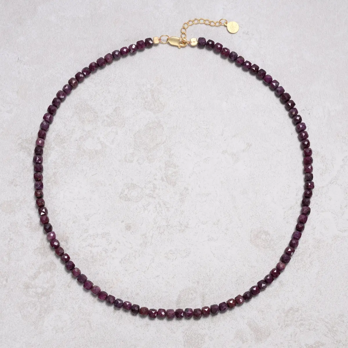 Natural Ruby Faceted 4Mm Barrel 16" Necklace With Sterling Silver Extender 1