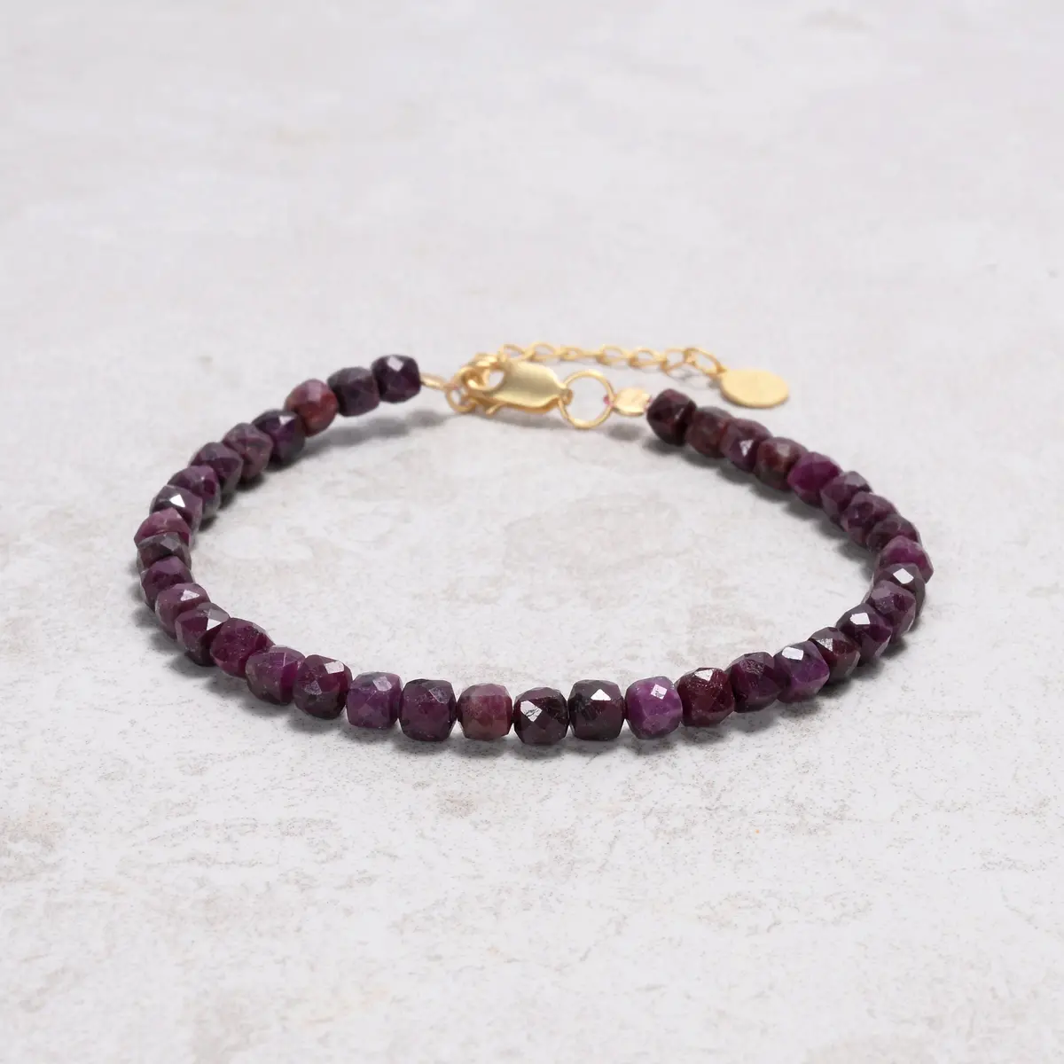 Natural Ruby Sapphire Faceted 4Mm Barrel Bracelet With Sterling Silver Extender 1