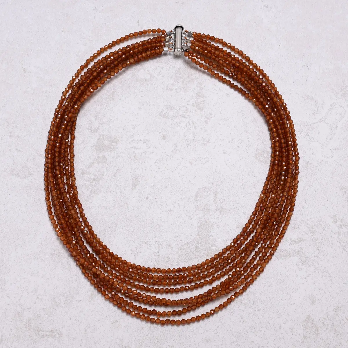 Orange Garnet 3Mm Necklace With Sterling Silver Clasp - 16" 2
