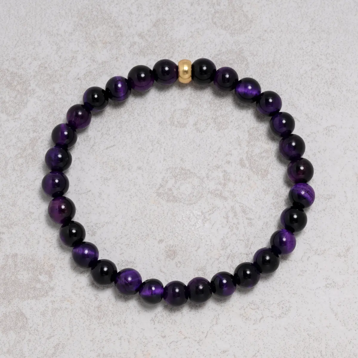 Purple Tiger Eye 6Mm Natural Gemstone Stretch Bracelet 1