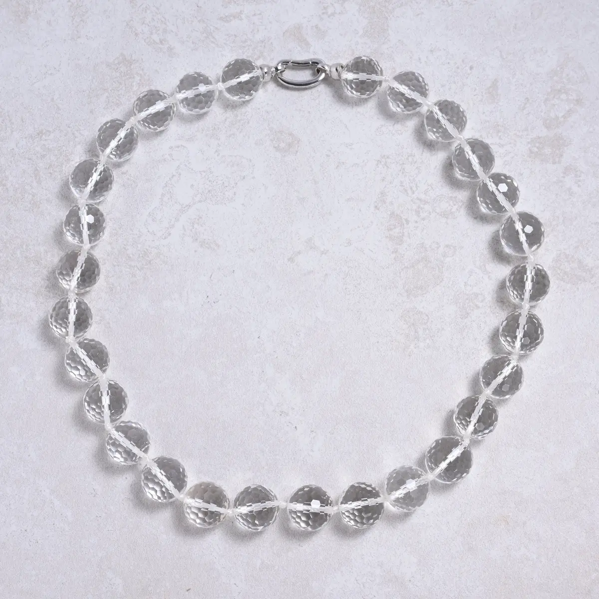 Quartz 16Mm Round Gemstone Necklace With Sterling Silver Clasp - 22" 1