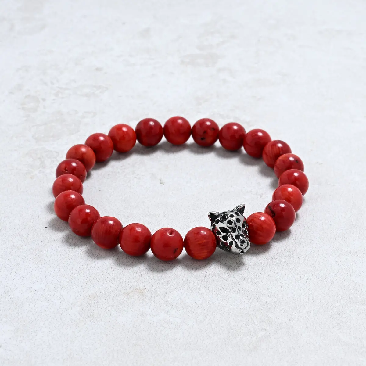 Red Coral 10Mm Natural Gemstone Stretch Bracelet 1