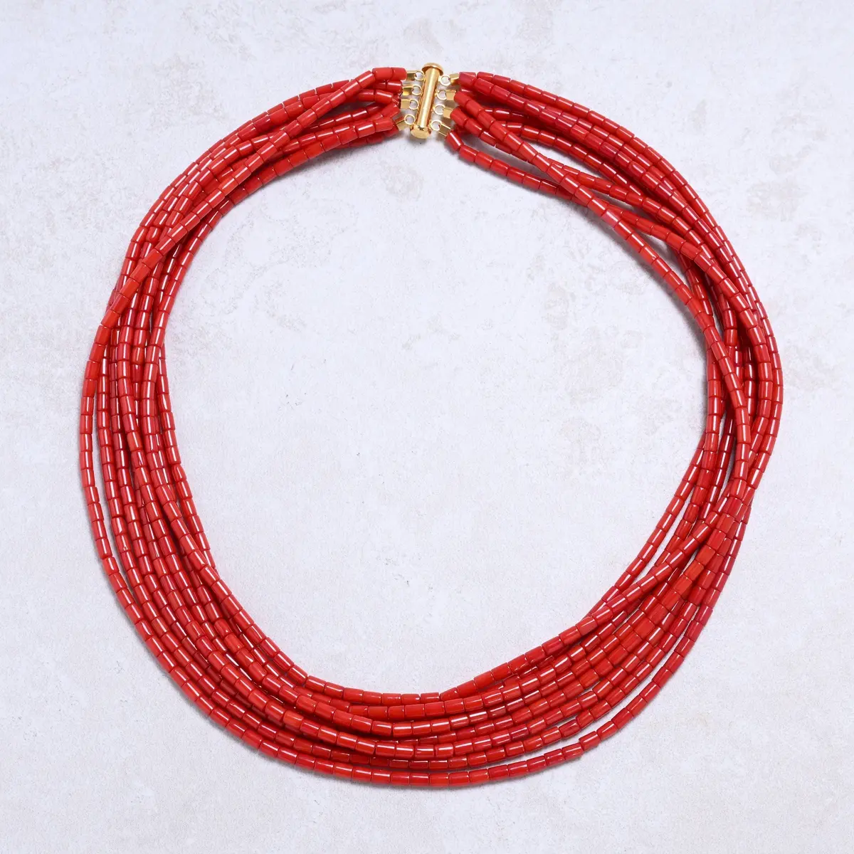 Red Coral 4×3Mm Pipe Gemstone Necklace With Sterling Silver Clasp - 20" 1