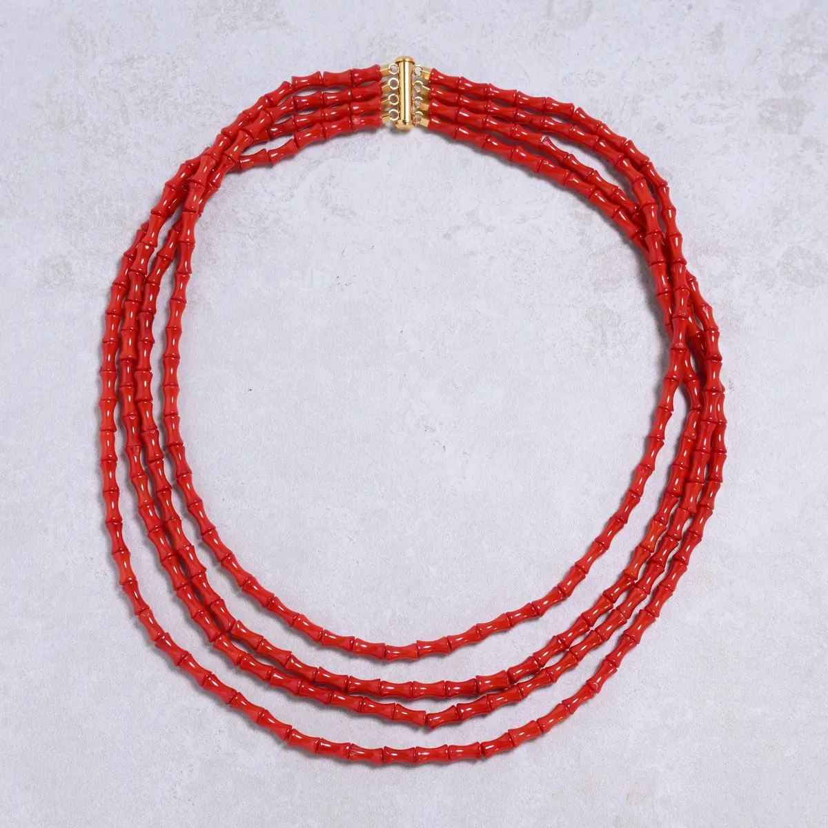 Red Coral 5X8mm Bamboo Gemstone Necklace With Sterling Silver Clasp - 20" 1