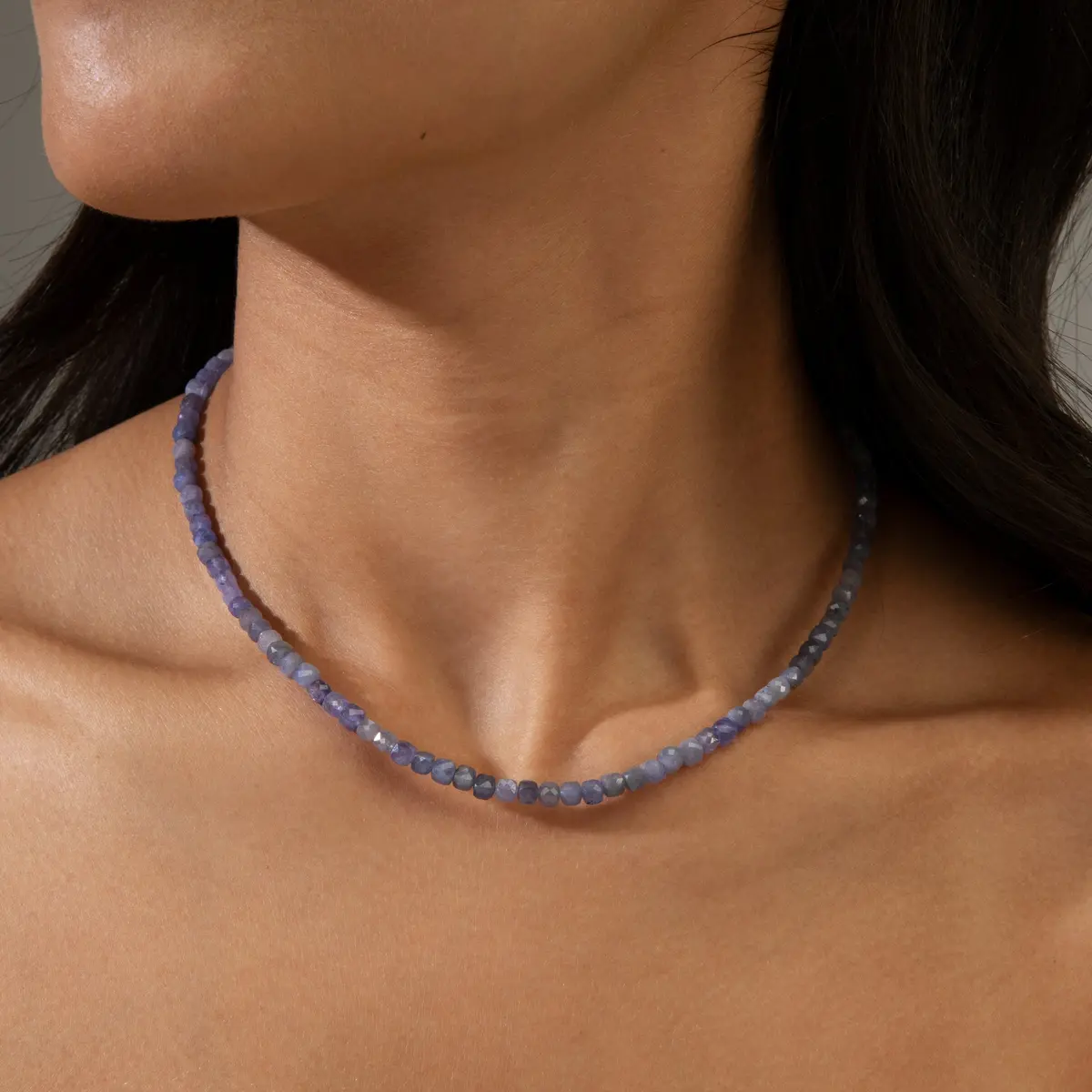 Tanzanite 4Mm Necklace With Sterling Silver Clasp - 16" 1