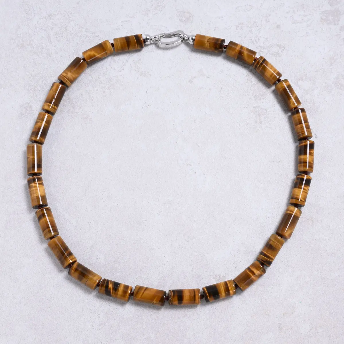 Tiger Eye 10X20mm Column Gemstone Necklace With Sterling Silver Clasp - 22" 1