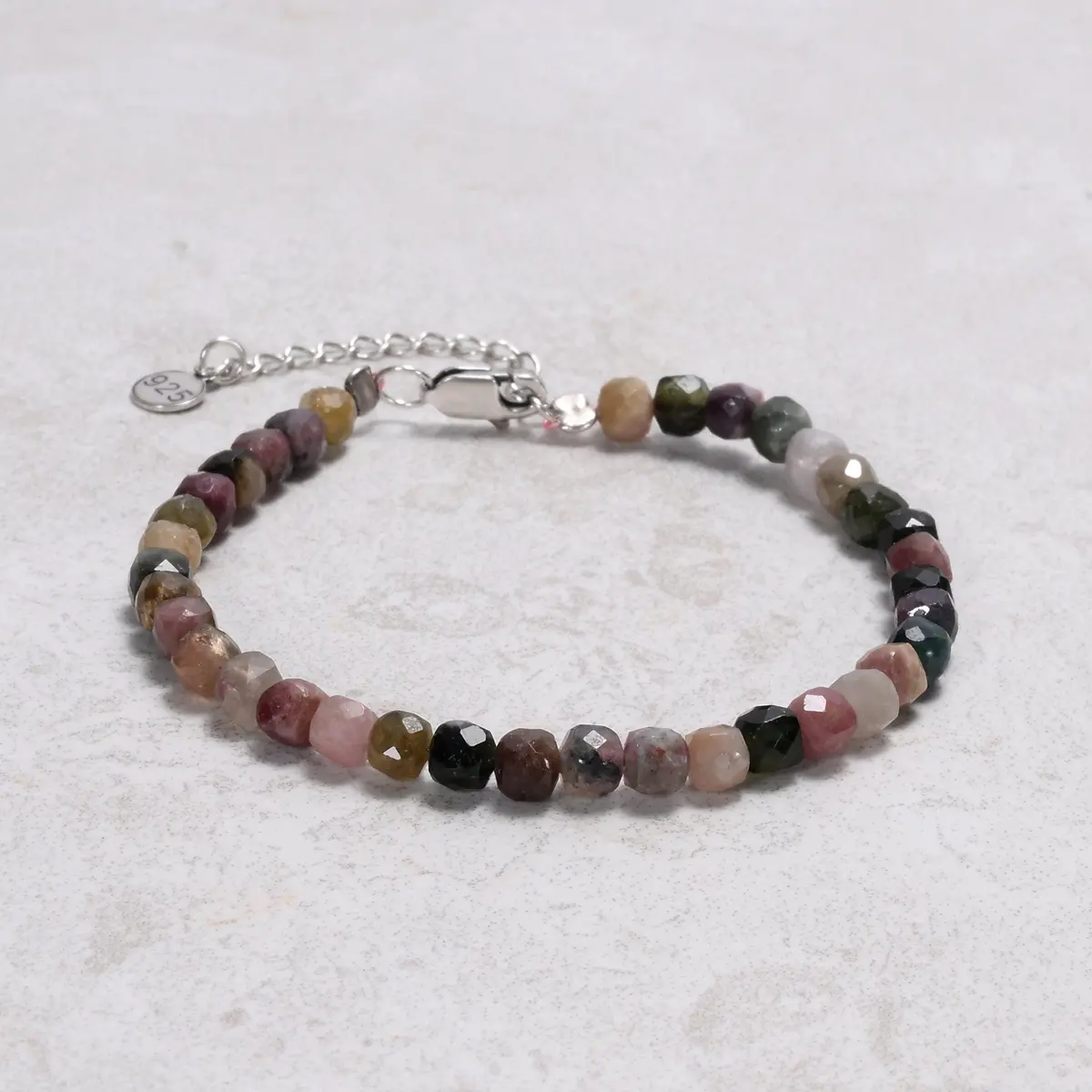 Tourmaline 4Mm Natural Gemstone Bracelet With Sterling Silver Clasp 1