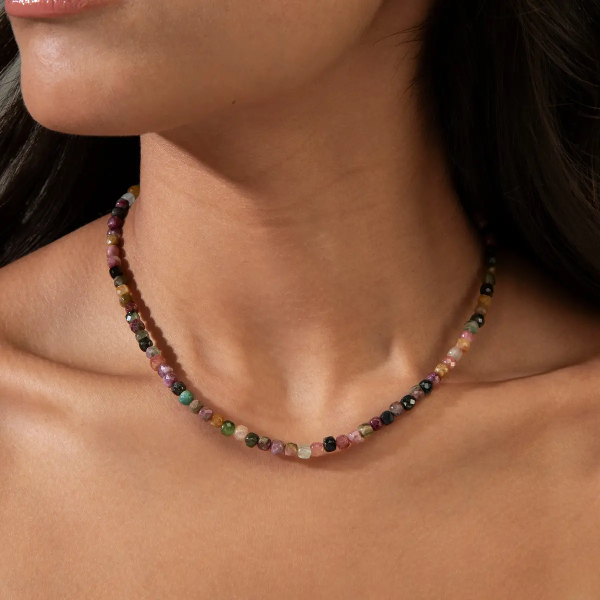 Tourmaline 4Mm Necklace With Sterling Silver Clasp - 16" 1