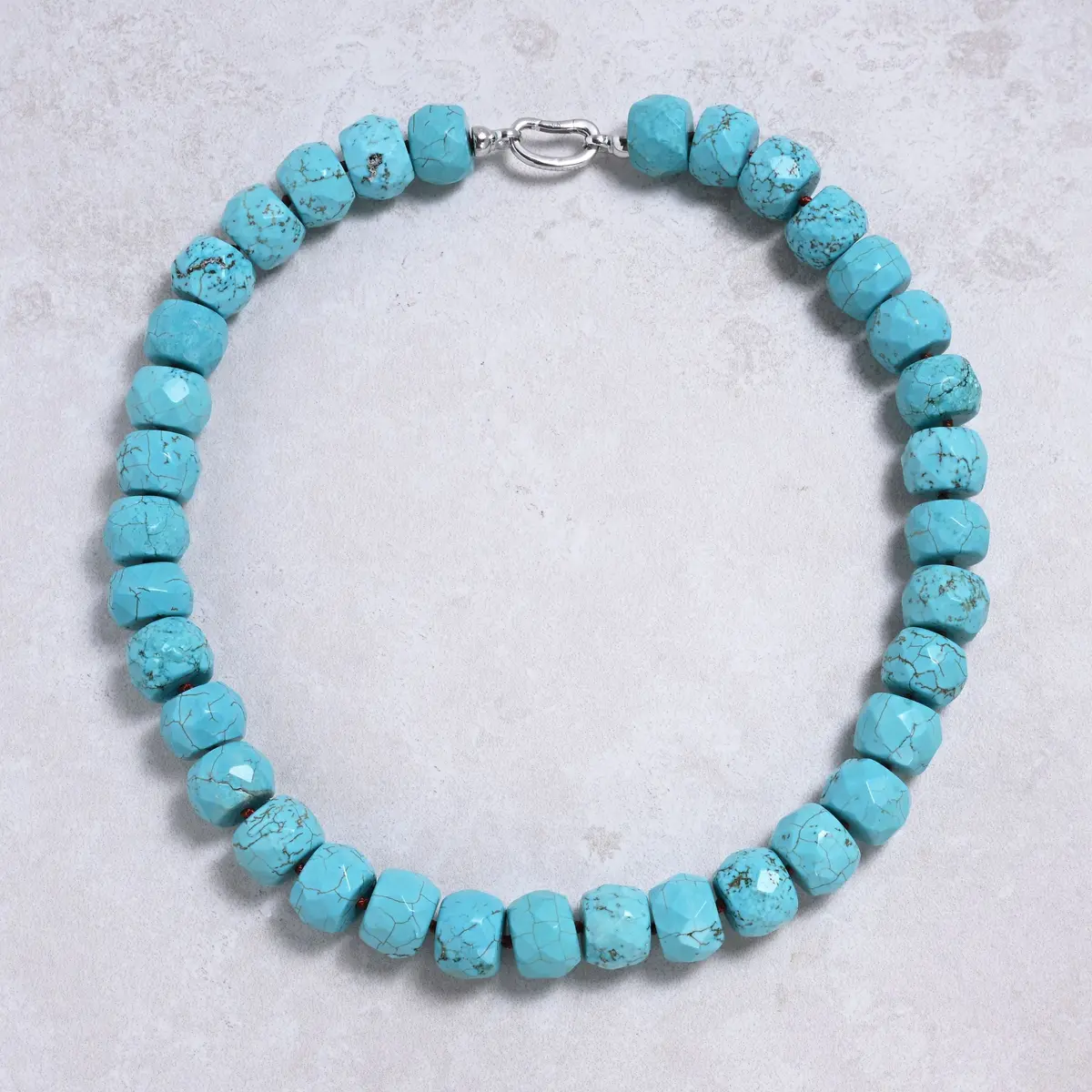 Turquoise 17X13mm Roundel Gemstone Necklace With Sterling Silver Clasp - 22" 1