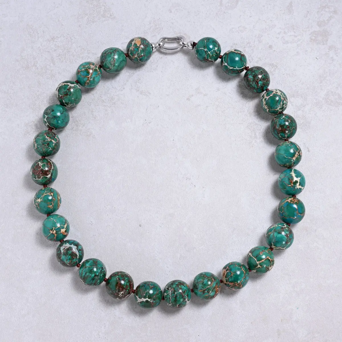 Turquoise 18-20Mm Round Gemstone Necklace With Sterling Silver Clasp - 22" 1