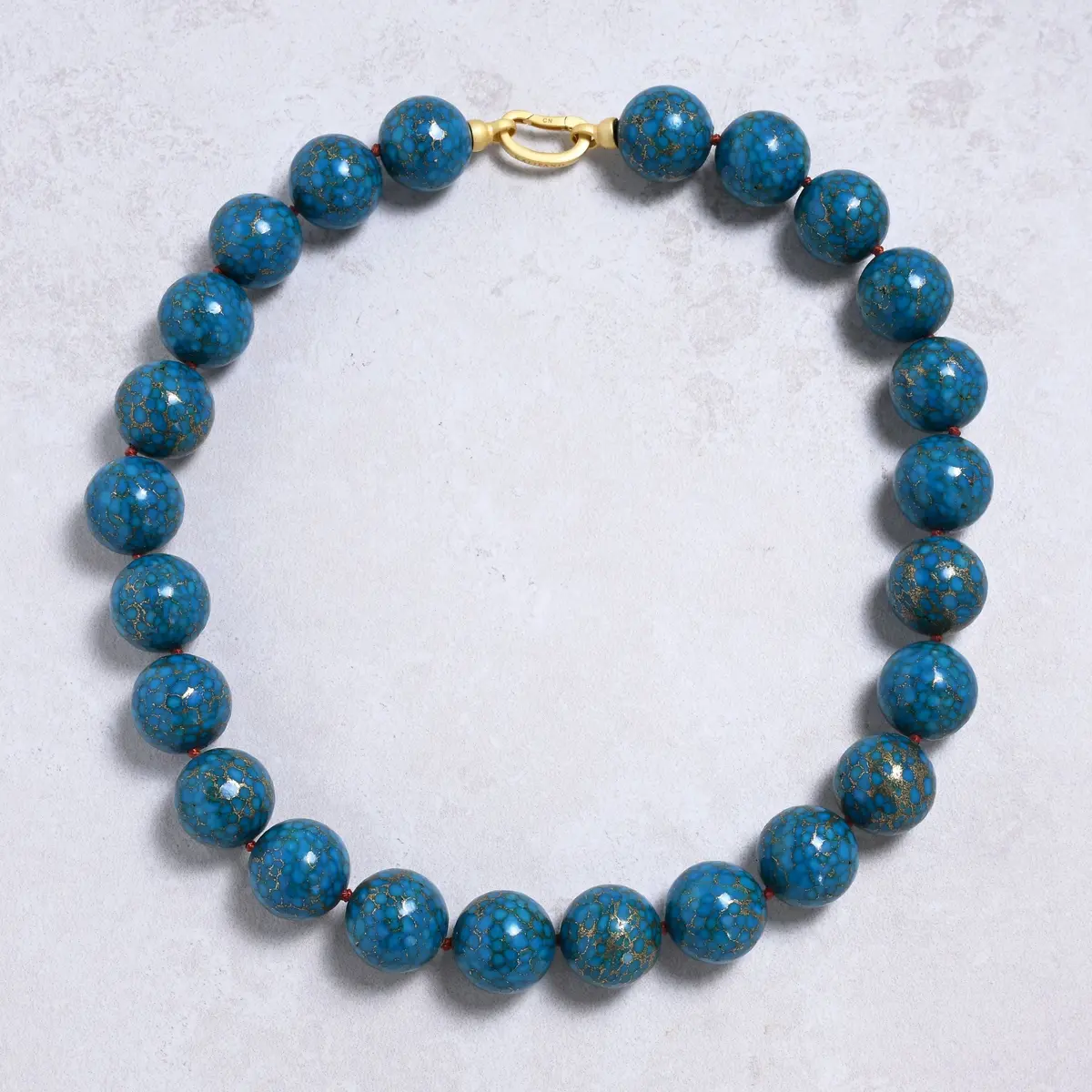 Turquoise 20Mm Round Gemstone Necklace With Sterling Silver Clasp - 22" 1