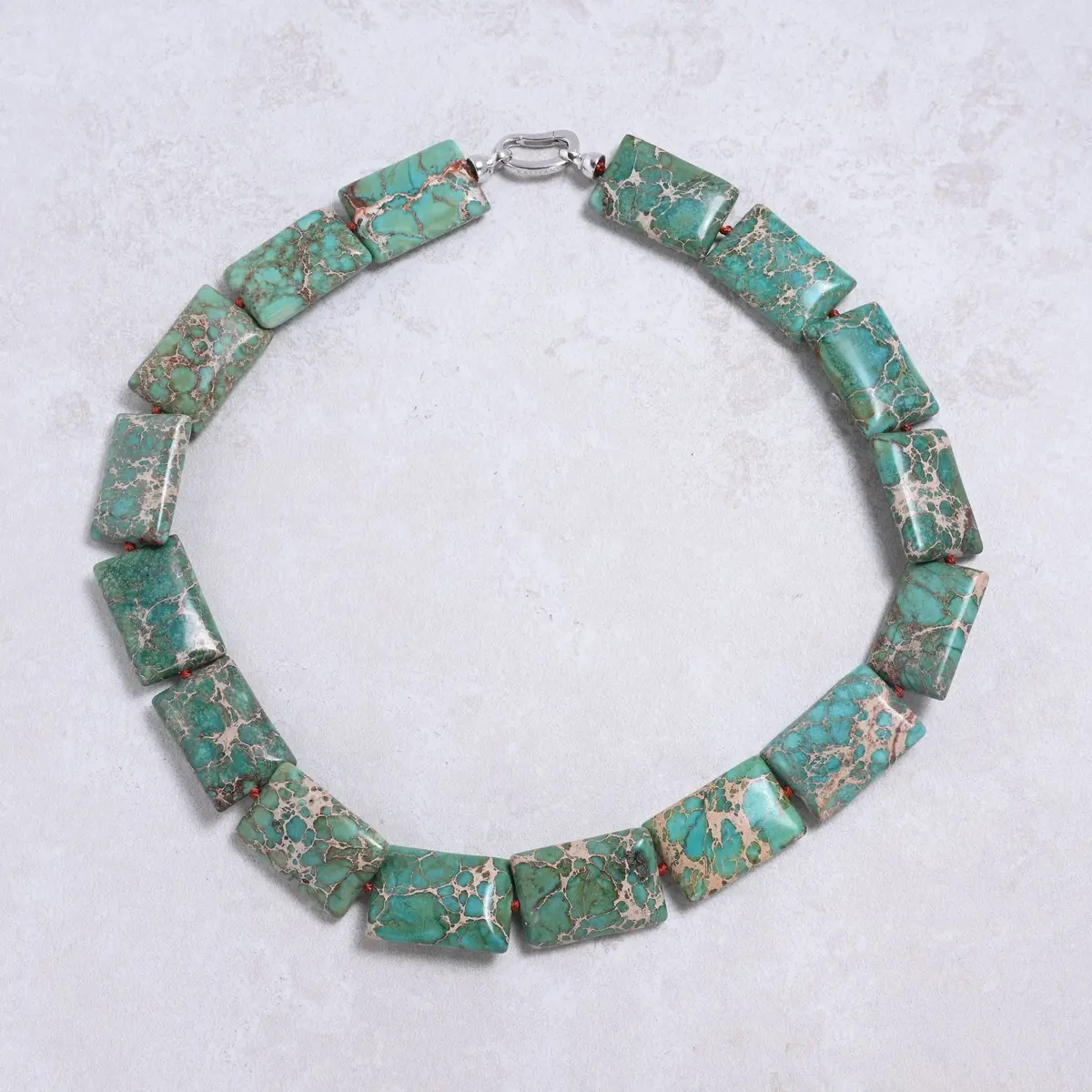Turquoise 20X30mm Square Gemstone Necklace With Sterling Silver Clasp - 22" 1
