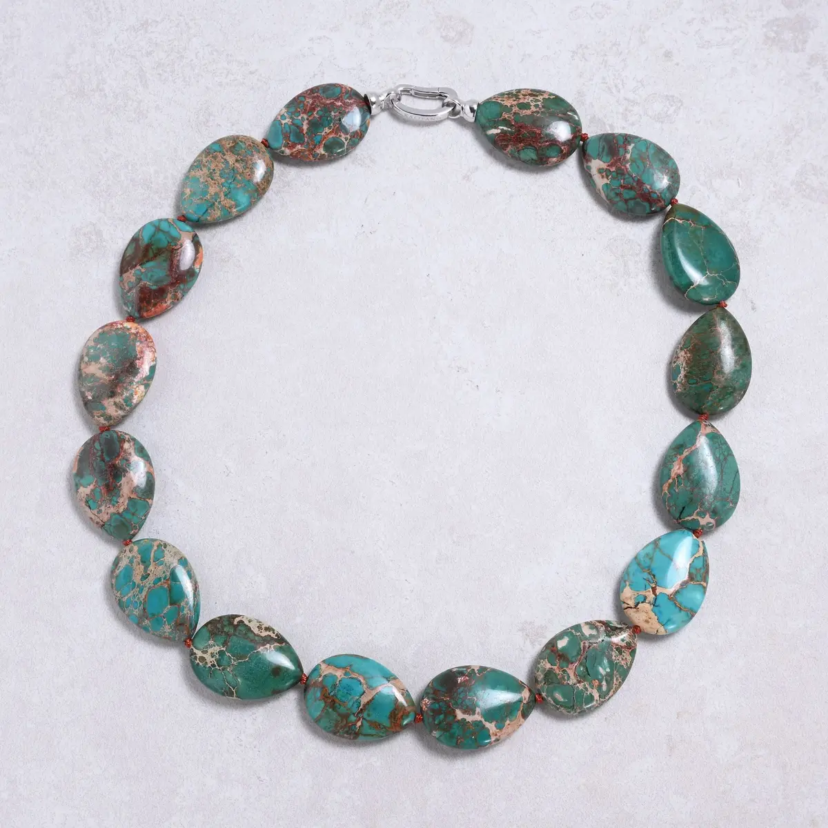 Turquoise 22X30mm Water Drop Gemstone Necklace With Sterling Silver Clasp - 22" 1